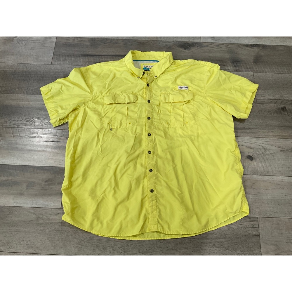 Magellan Outdoors Fish Gear Mens 3XL Neon Yellow Short Sleeve Fishing Shirt